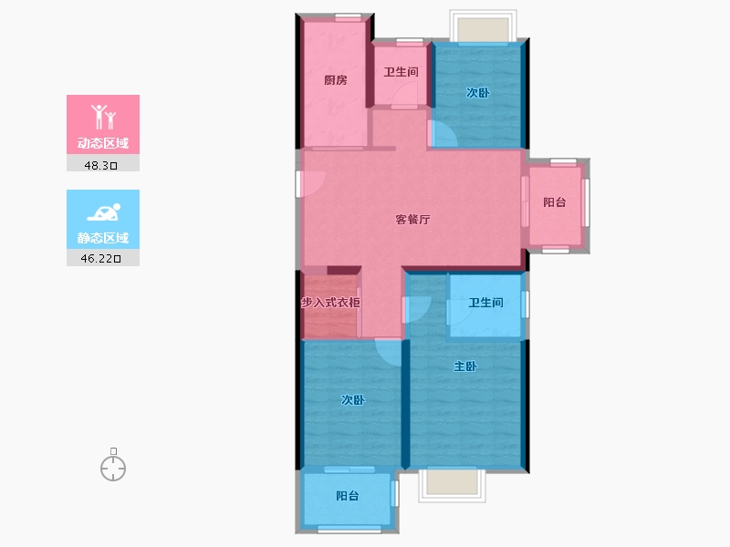 上海-上海市-悦澜天地-83.95-户型库-动静分区