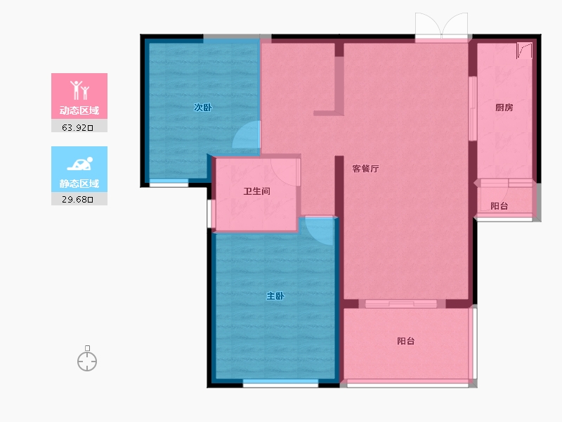 江苏省-苏州市-览月阁-84.00-户型库-动静分区