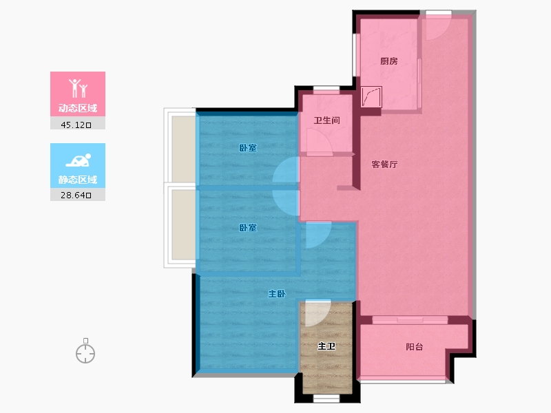 广东省-惠州市-太东万科万悦花园-70.09-户型库-动静分区