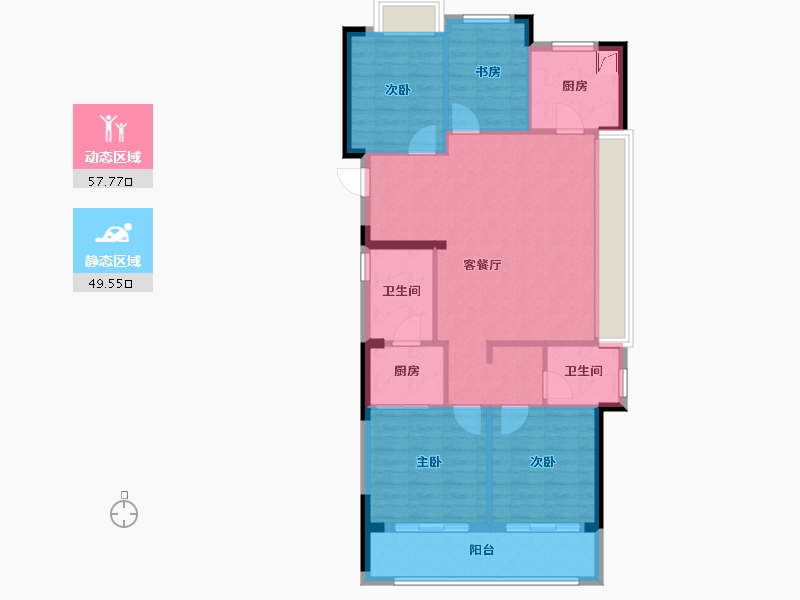 浙江省-杭州市-绿城华润晓月映翠-97.13-户型库-动静分区