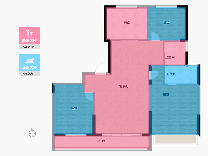 河南省-郑州市-华润置地北龙湖瑞府-103.20-户型库-动静分区