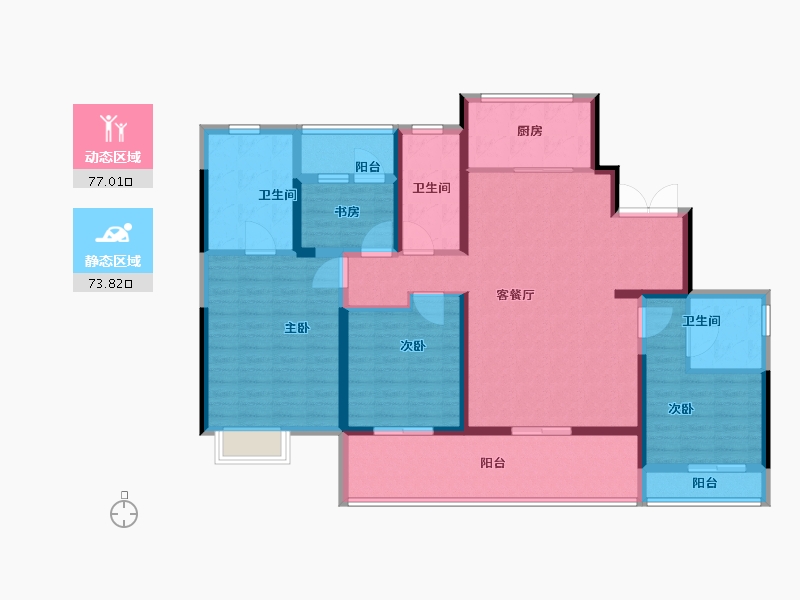 浙江省-台州市-绿城城投晓风印月-135.01-户型库-动静分区