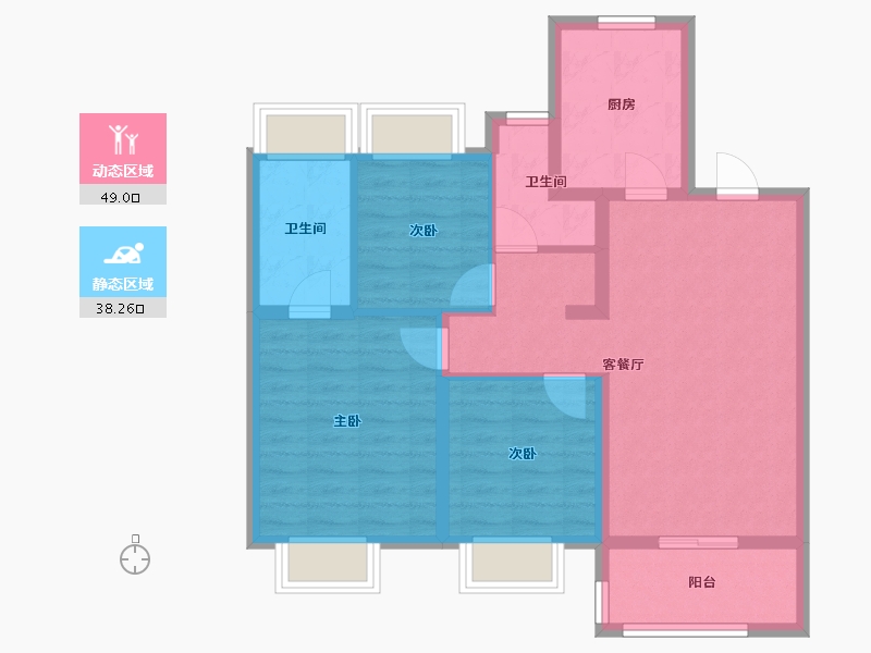 上海-上海市-金地嘉源-77.42-户型库-动静分区