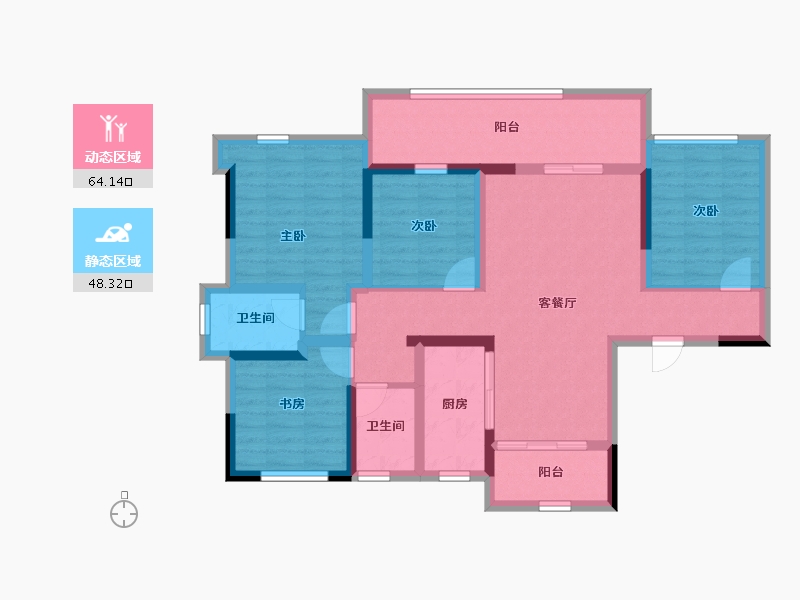 四川省-宜宾市-丽雅蘭宸-98.81-户型库-动静分区