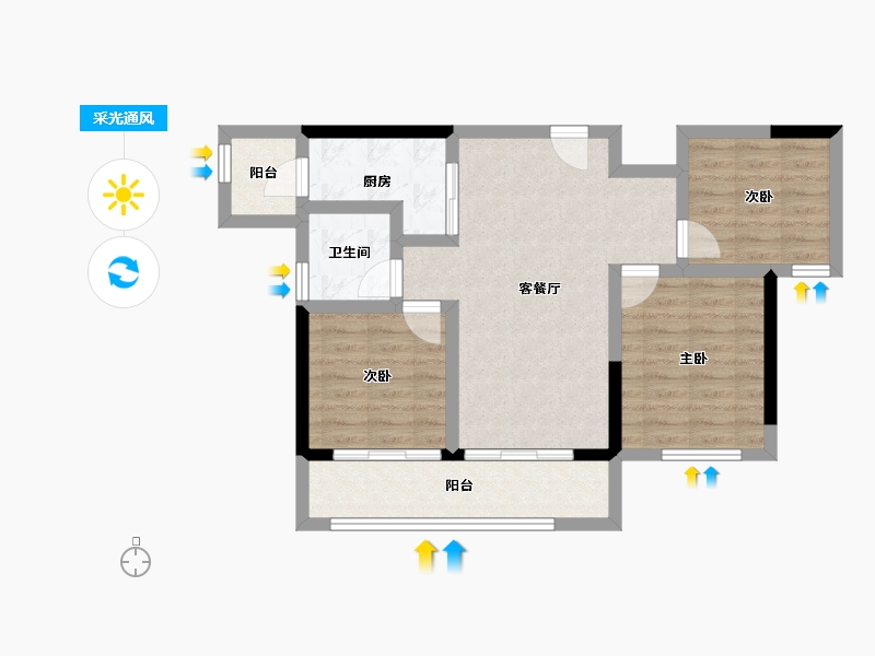 四川省-宜宾市-丽雅蘭宸-70.78-户型库-采光通风