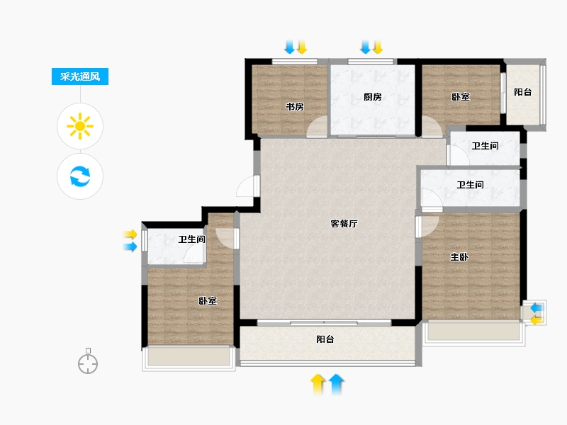 河南省-郑州市-华润置地北龙湖瑞府-143.20-户型库-采光通风