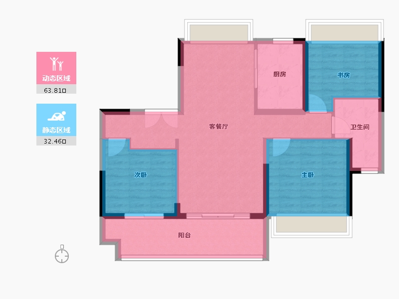 江苏省-南通市-晟园-86.75-户型库-动静分区