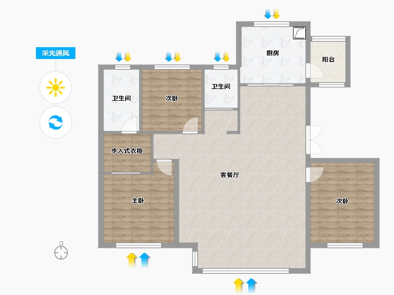 吉林省-延边朝鲜族自治州-苏州印象·御园-120.00-户型库-采光通风