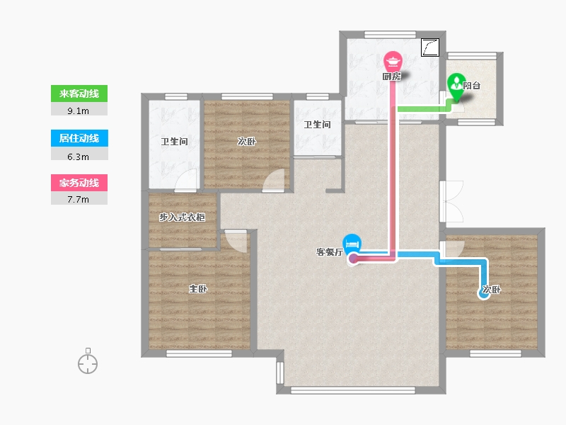 吉林省-延边朝鲜族自治州-苏州印象·御园-120.00-户型库-动静线