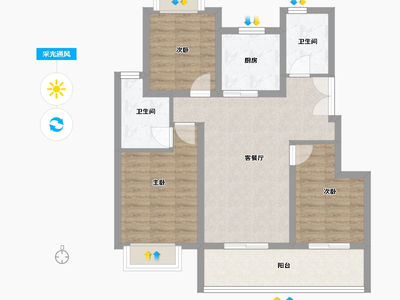 江苏省-南通市-首开安澜如院-76.03-户型库-采光通风