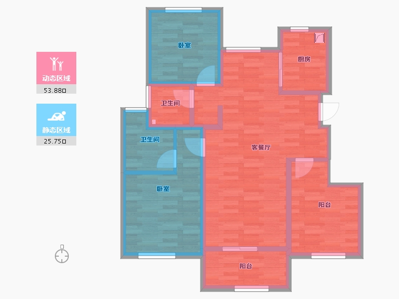 福建省-福州市-象屿国贸星璟原-70.82-户型库-动静分区