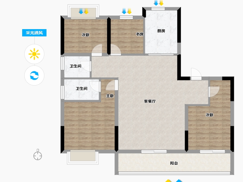 浙江省-台州市-玖珑和玺-112.96-户型库-采光通风