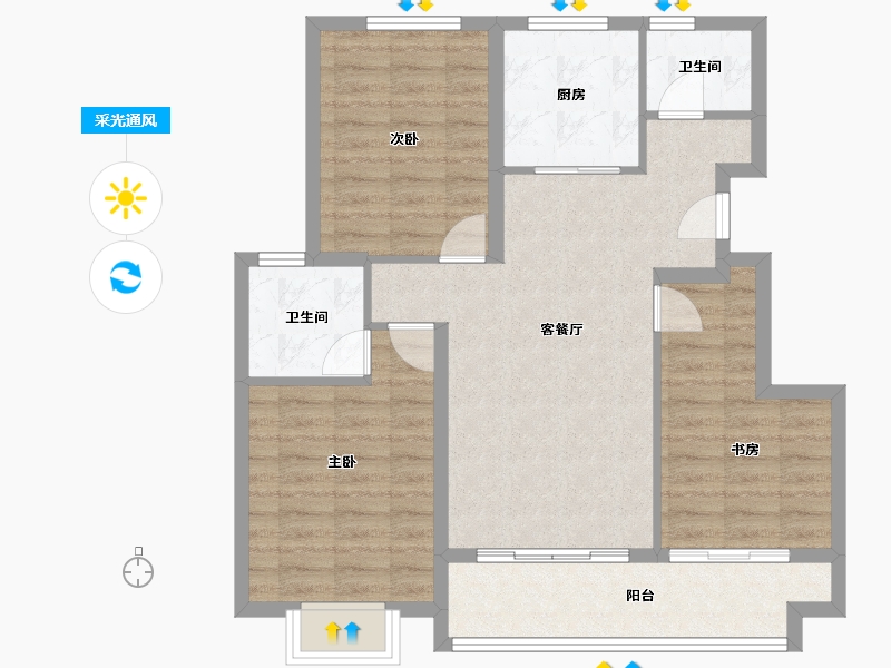 江苏省-南通市-园融璟悦-84.99-户型库-采光通风