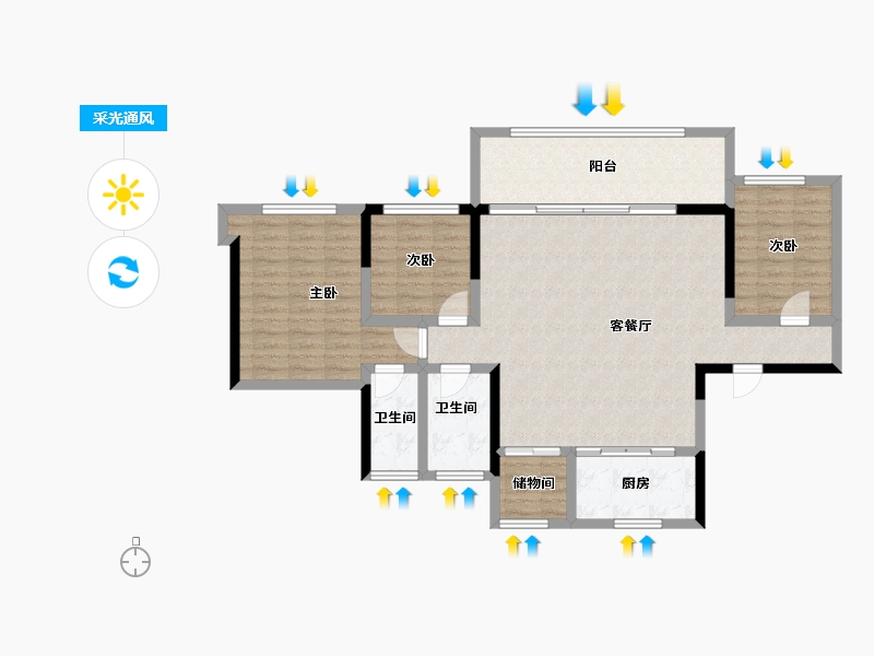 四川省-宜宾市-丽雅蘭宸-106.55-户型库-采光通风