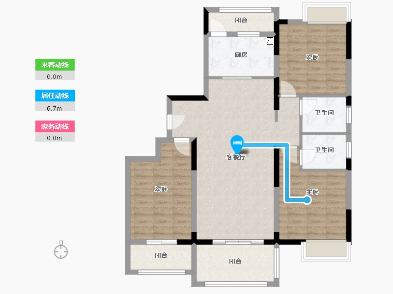 湖北省-天门市-怡湖花园-105.00-户型库-动静线