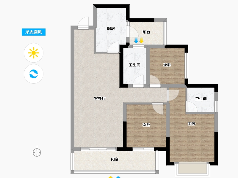 四川省-成都市-人居江岸林语-86.41-户型库-采光通风