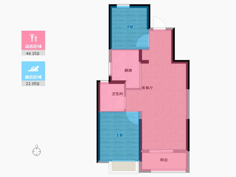 浙江省-台州市-方远荣安玖樾府-64.00-户型库-动静分区