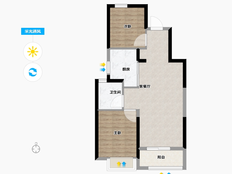 浙江省-台州市-方远荣安玖樾府-64.00-户型库-采光通风