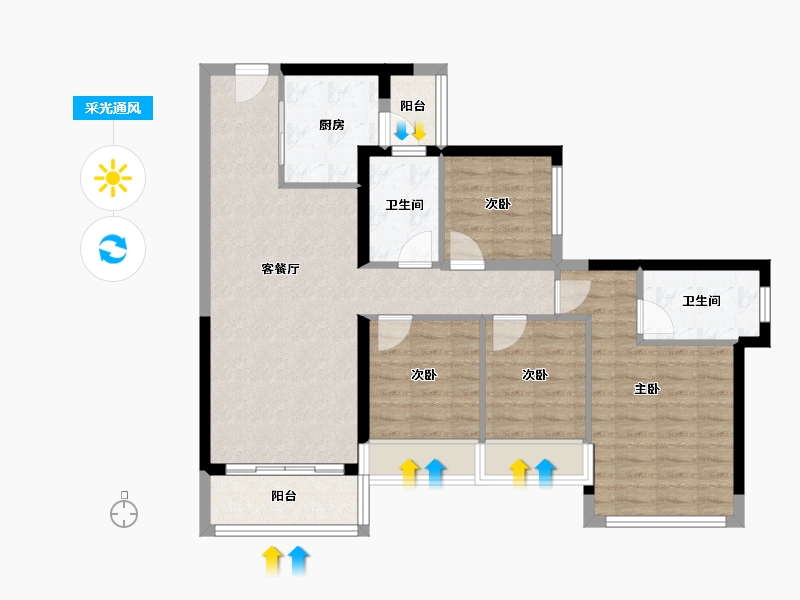 广东省-佛山市-龙光天阙-110.00-户型库-采光通风