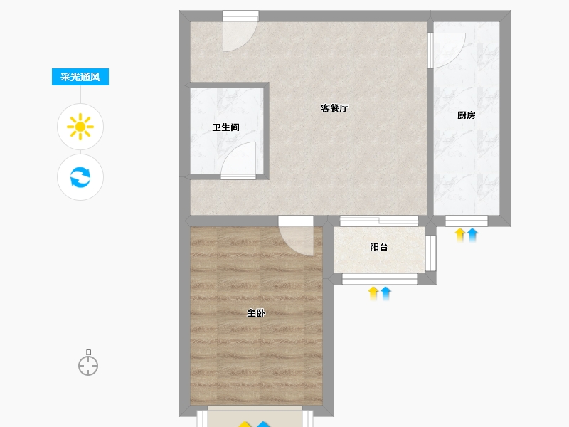 北京-北京市-白各庄新村-43.00-户型库-采光通风