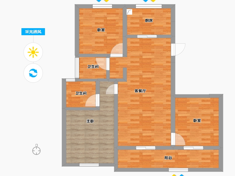 福建省-福州市-保利招商和樾风华-84.01-户型库-采光通风