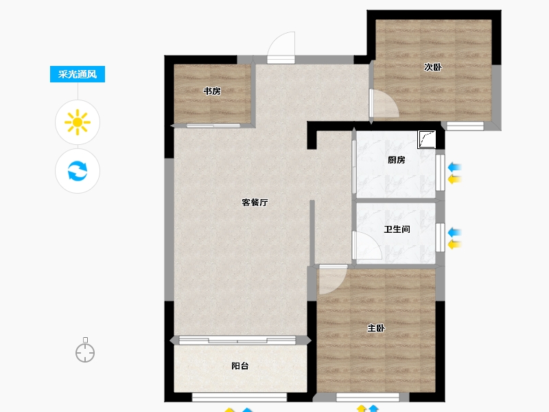 山东省-菏泽市-金河一号-70.00-户型库-采光通风