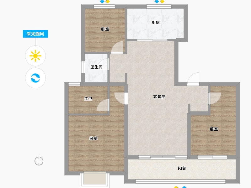 江苏省-徐州市-水沐玖悦府-92.00-户型库-采光通风