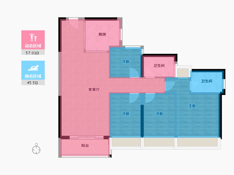 海南省-海口市-中海闻华里-92.58-户型库-动静分区