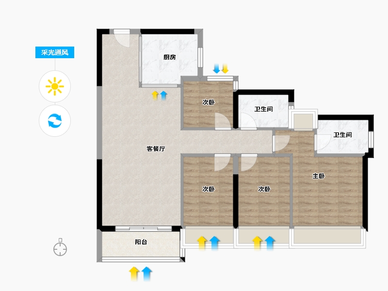 海南省-海口市-中海闻华里-92.58-户型库-采光通风