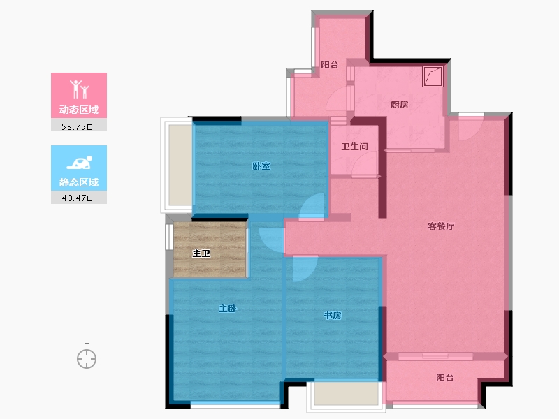 四川省-成都市-天府公园观澜9号-87.60-户型库-动静分区