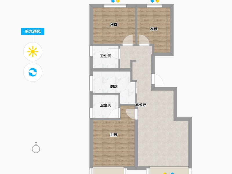 北京-北京市-国子郡-68.95-户型库-采光通风