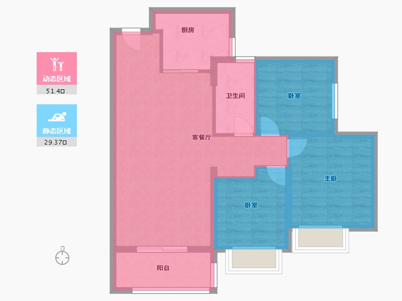 甘肃省-兰州市-恒大绿洲二号院-72.41-户型库-动静分区