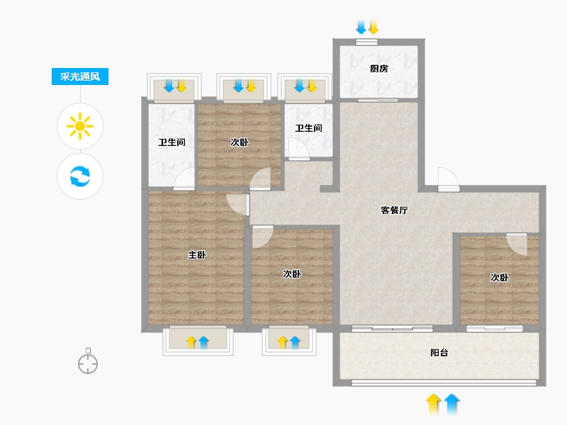 安徽省-合肥市-皖投云锦台-112.86-户型库-采光通风