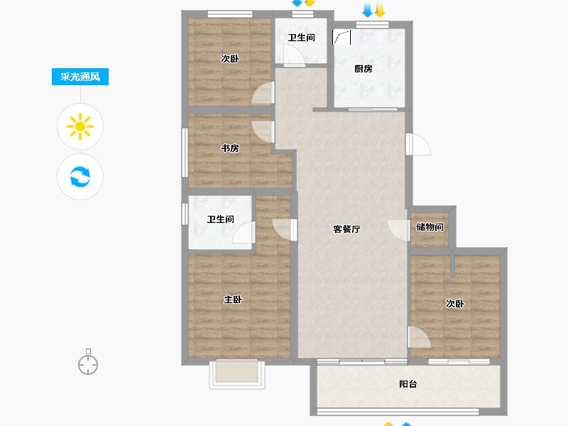 江苏省-徐州市-万科云谷中城-110.41-户型库-采光通风