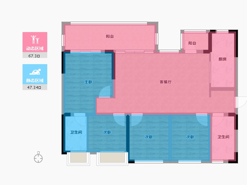 四川省-成都市-人居江岸林语-102.40-户型库-动静分区