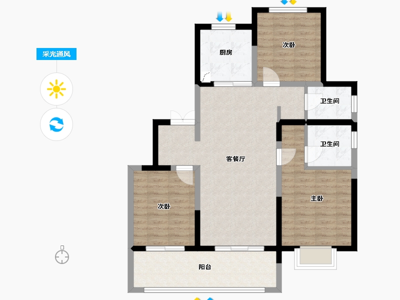 江苏省-徐州市-天虹菁英汇-90.40-户型库-采光通风