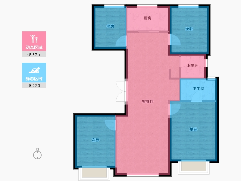 北京-北京市-北京城建龙樾天元-87.44-户型库-动静分区