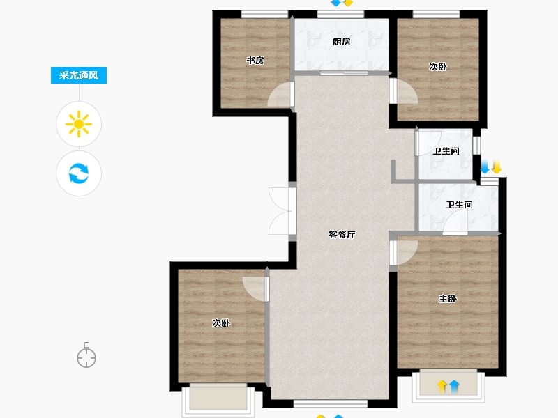 北京-北京市-北京城建龙樾天元-87.44-户型库-采光通风