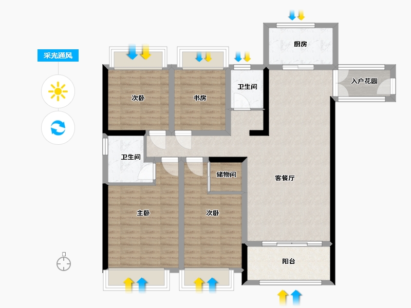 湖北省-黄冈市-滨河国际-118.00-户型库-采光通风