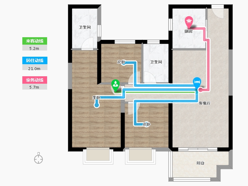 湖北省-宜昌市-碧桂园云廷-83.16-户型库-动静线