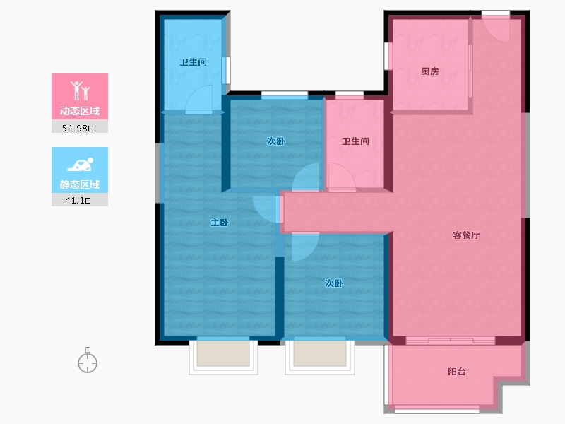 湖北省-宜昌市-碧桂园云廷-83.16-户型库-动静分区