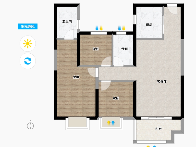 湖北省-宜昌市-碧桂园云廷-83.16-户型库-采光通风