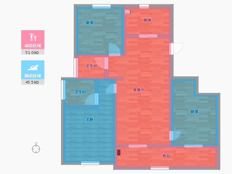 福建省-福州市-保利招商和樾风华-84.01-户型库-动静分区