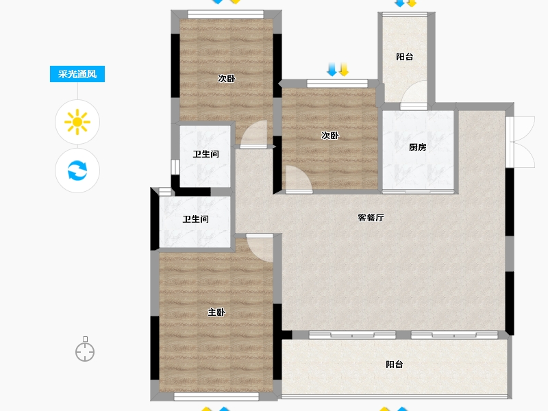 四川省-内江市-隆城誉峰-91.88-户型库-采光通风