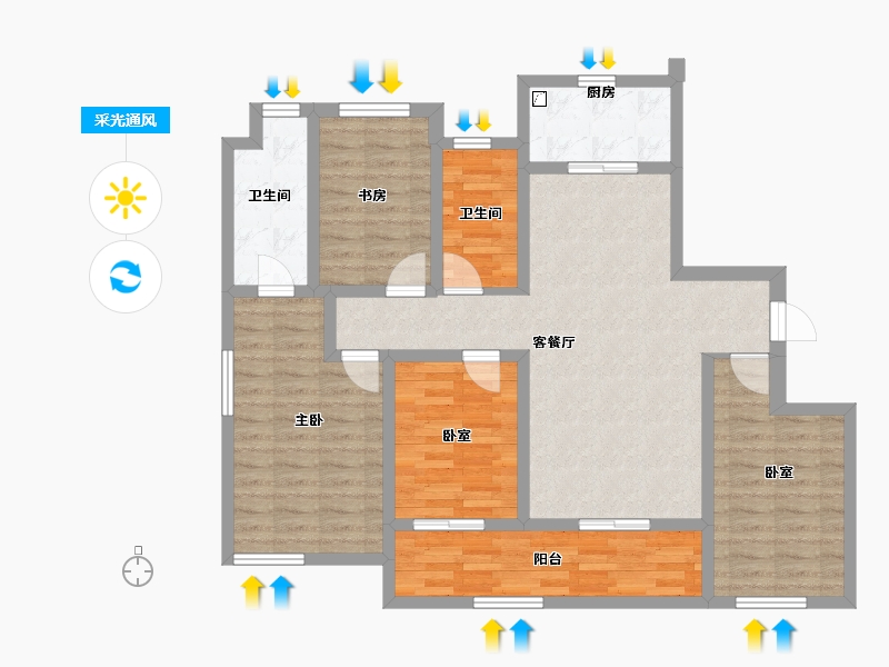 福建省-福州市-保利招商和樾风华-102.40-户型库-采光通风