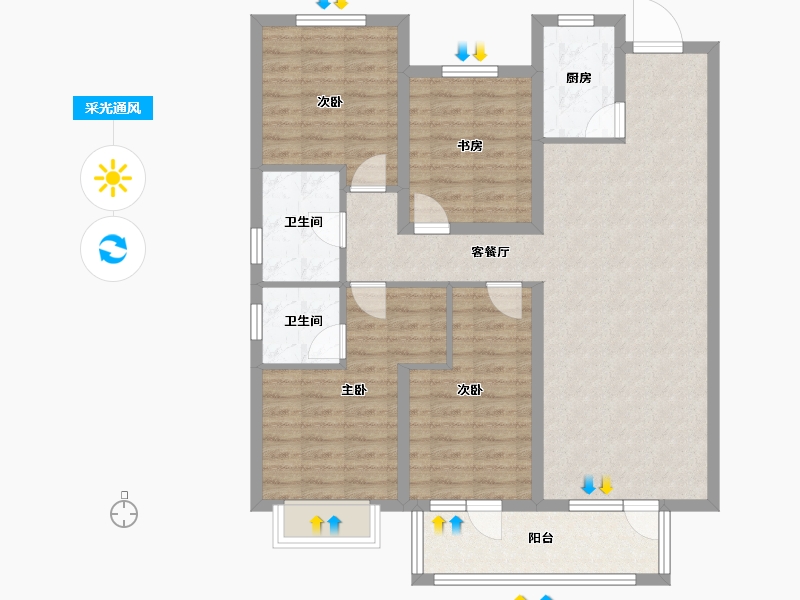 河北省-廊坊市-康茗书苑-103.20-户型库-采光通风