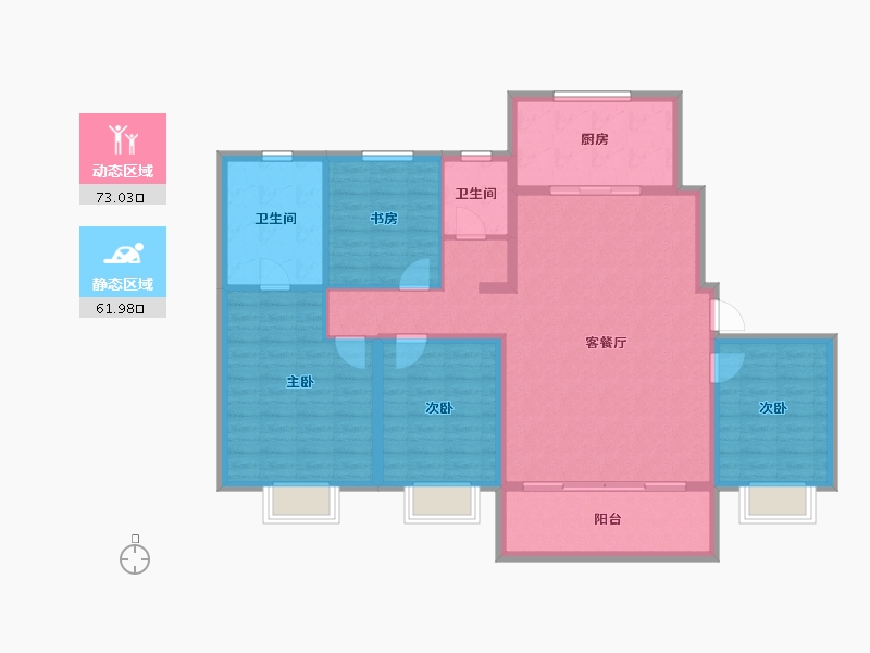 江苏省-徐州市-万科云谷中城-122.41-户型库-动静分区