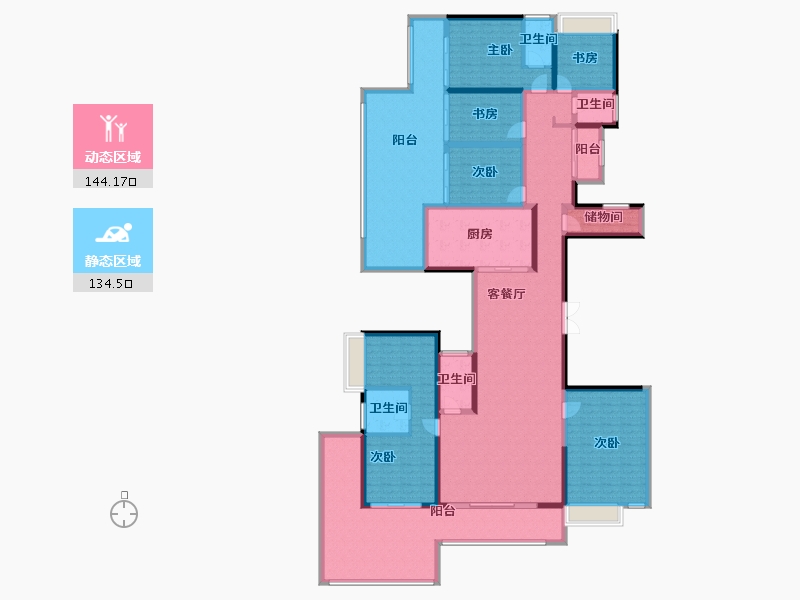 云南省-昆明市-安宁吾悦广场-252.27-户型库-动静分区