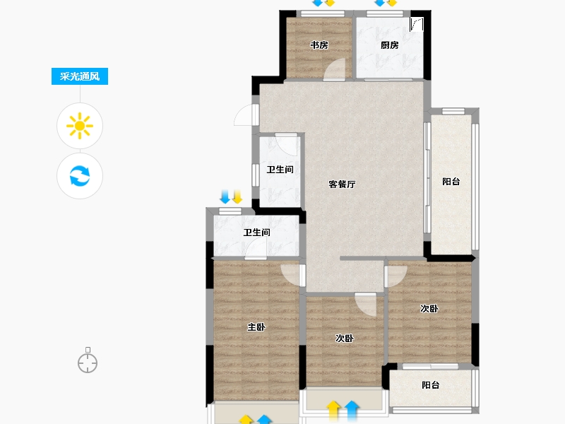 浙江省-杭州市-风荷叠翠府-101.51-户型库-采光通风