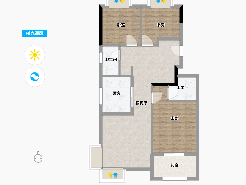 上海-上海市-金融街美兰金悦府-71.35-户型库-采光通风